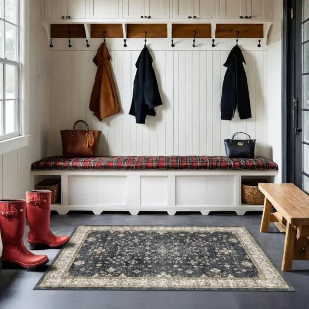New Black 2x3 Washable Entry Rug, Non-Slip Indoor Mat for Home Decor
